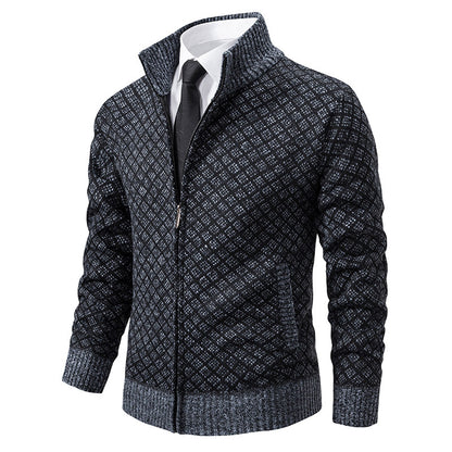 Men's zip-up cardigan with modern diamond pattern Skorter