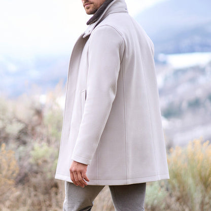 Men's stylish coat with faux fur-trimmed collar Skorter