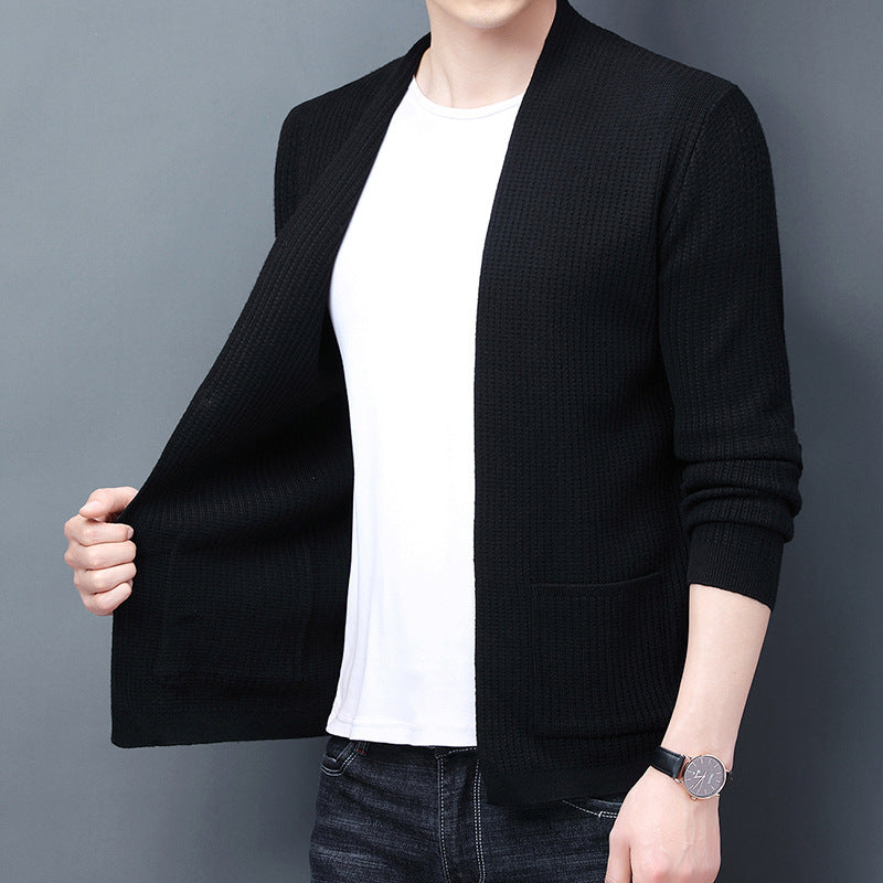 Men's Airy Cardigan with Practical Pocket Layout Skorter