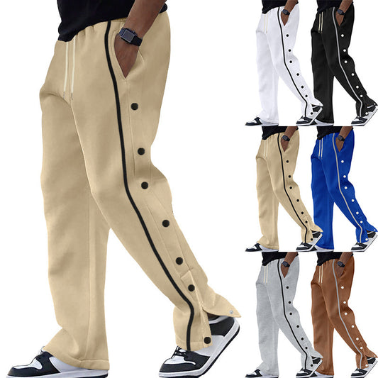 Men's sporty leisure pants with side press studs and elastic waistband Skorter