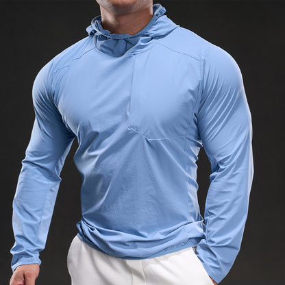 Herrskjorta med lång ärm och huva, andningsbar, kortärmad