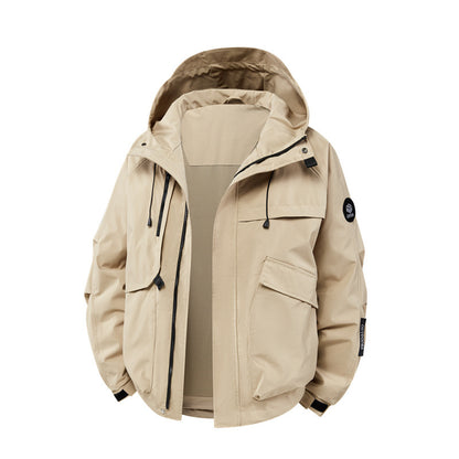 Men's technical outdoor jacket with waterproof material and numerous zippered pockets Skorter