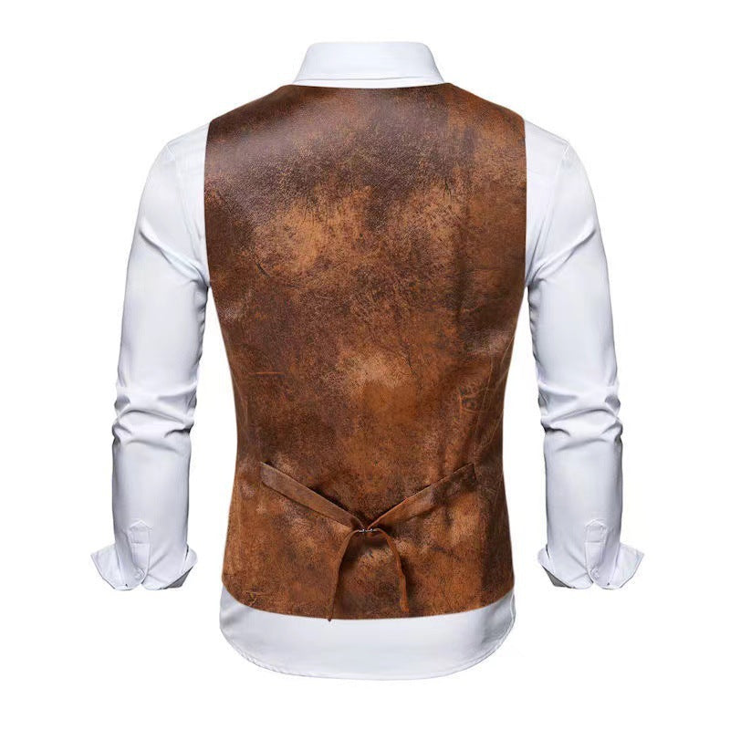 Men's stylish vintage leather vest Skorter