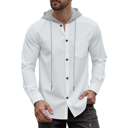 Men's stylish hoodie shirt with button placket and practical chest pocket Skorter