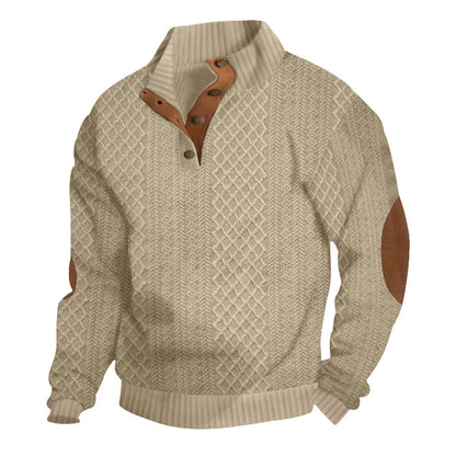Men's sweatshirt with textured knit pattern and leather details Skorter