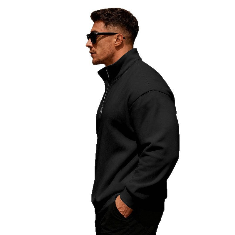 Men's sporty sweater with stand-up collar and half zipper Skorter