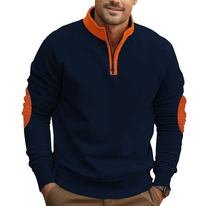 Men's sporty sweatshirt with stand-up collar and trendy contrast details Skorter