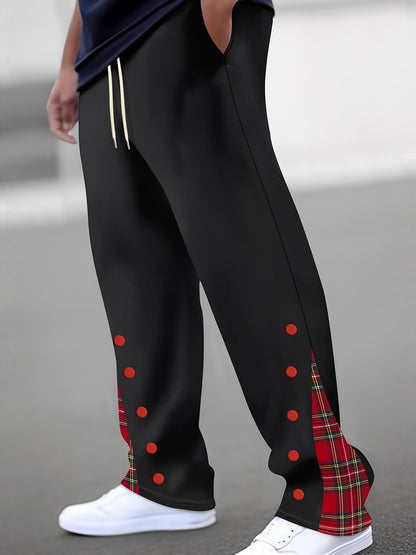 Men's Sporty Jogging Pants with Contrasting Snap Buttons and Breathable Fabric Skorter