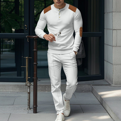 Men's stylish leisure set with practical buttons and leather applications Skorter