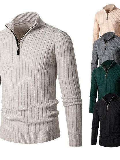 Men's pullover with stand-up collar and textured rib design Skorter