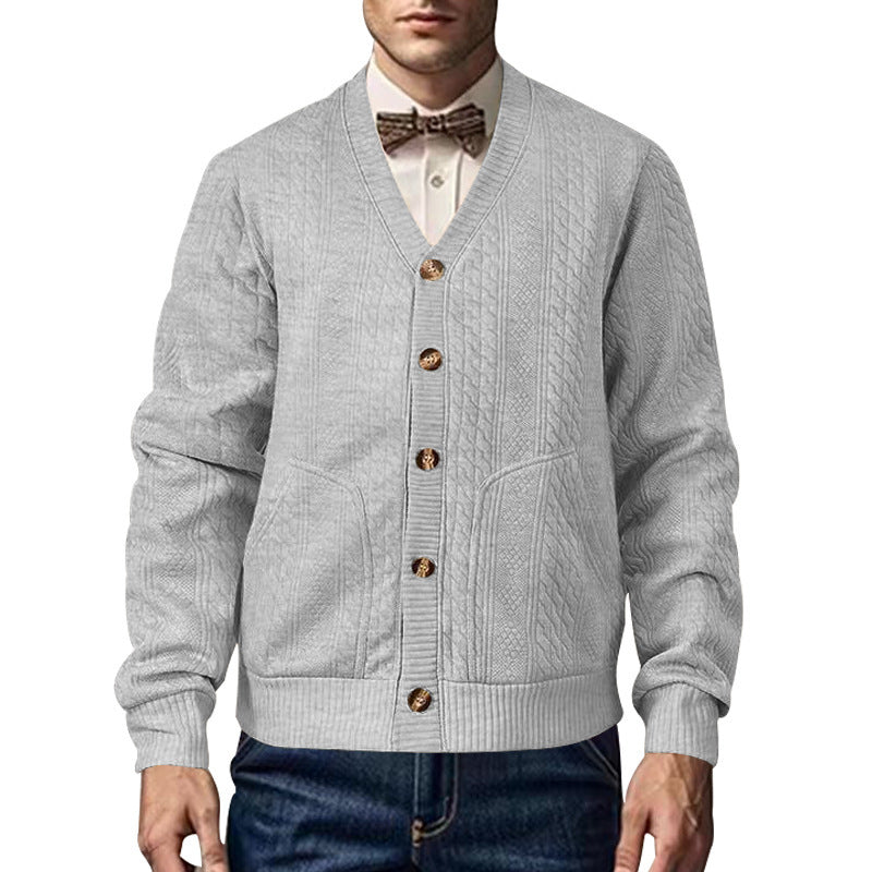 Men's cardigan with modern honeycomb pattern and practical pockets Skorter