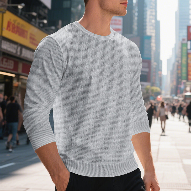 Men's stylish textured sweatshirt with round neck and elastic cuffs Skorter