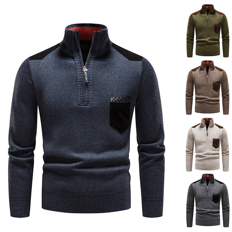 Men's stylish sweater with high collar and zipper Skorter