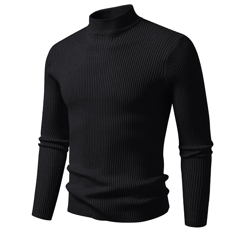 Men's turtleneck sweater made of high-quality stretch wool with ribbed texture Skorter