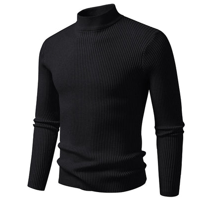 Men's turtleneck sweater made of high-quality stretch wool with ribbed texture Skorter