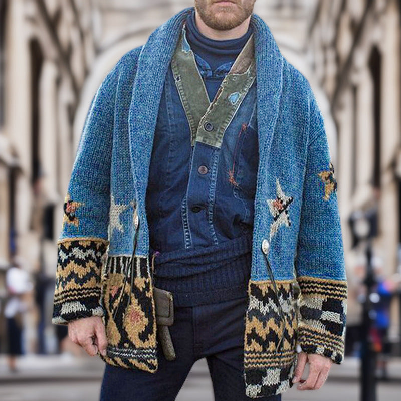 Men's cardigan with detailed handcrafted work Skorter