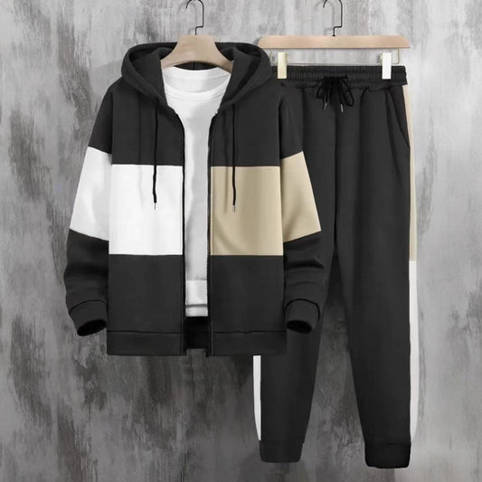 Men's sporty tracksuit set with contrasting color panels and practical pockets Skorter