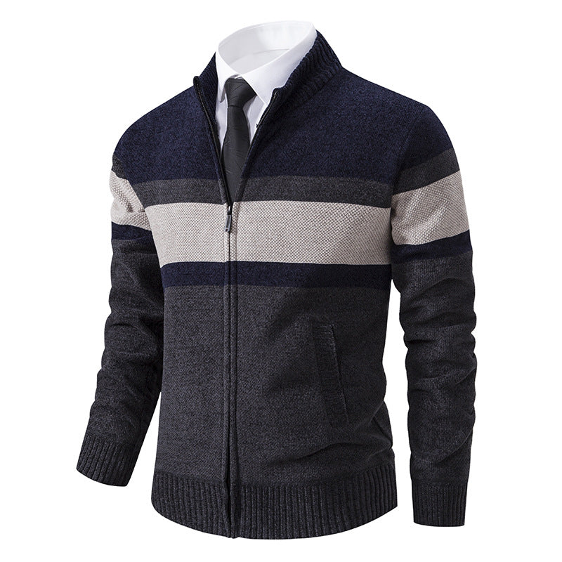 Men's cardigan with textured design and high-collar Skorter