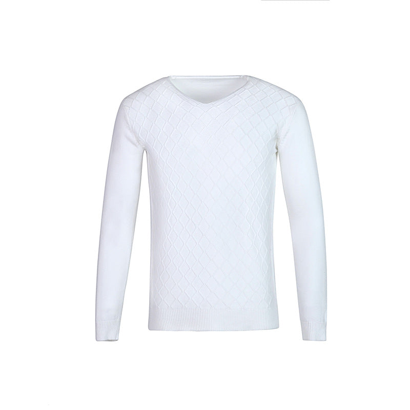 Men's V-neck sweater with textured pattern Skorter