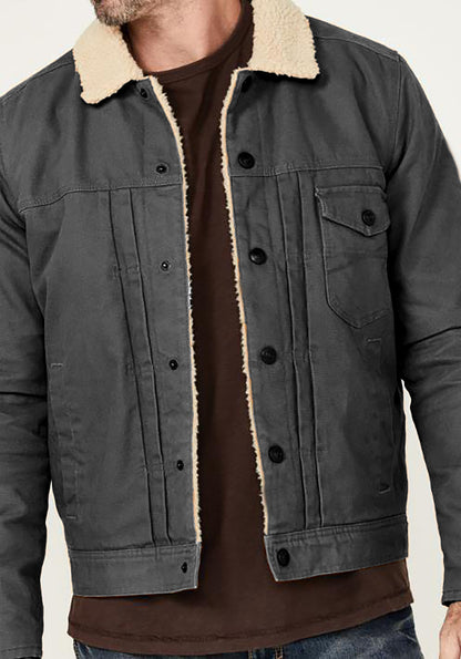 Men's cozy denim jacket with Sherpa lining Skorter