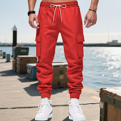 Men's cargo joggers with elastic waistband and practical side pockets Skorter 1760051045