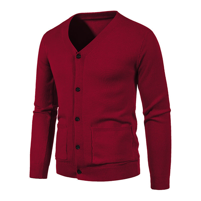 Men's stylish cardigan with V-neck and practical pockets Skorter