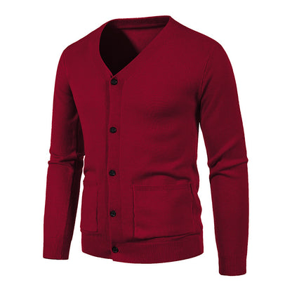 Men's stylish cardigan with V-neck and practical pockets Skorter