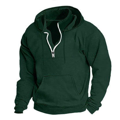 Men's stylish hoodie with half zipper and practical kangaroo pockets Skorter