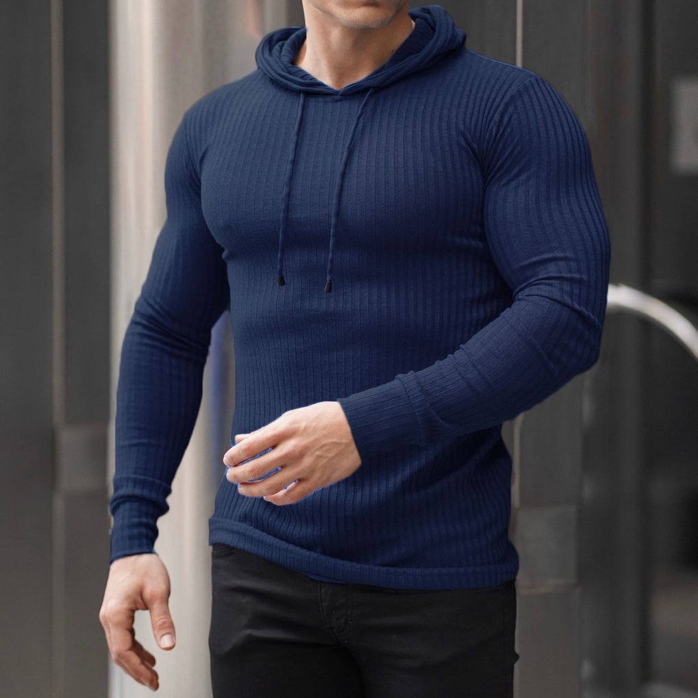 Men's stylish hooded sweater with ribbed texture and fashionable cut Skorter