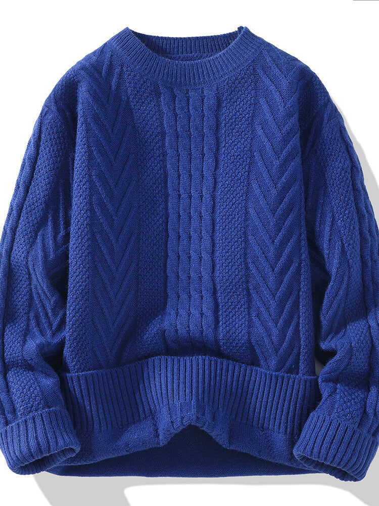 Men's chunky knit sweater with cable pattern and casual cut Skorter