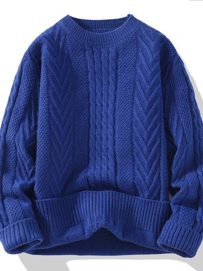 Men's chunky knit sweater with cable pattern and casual cut Skorter