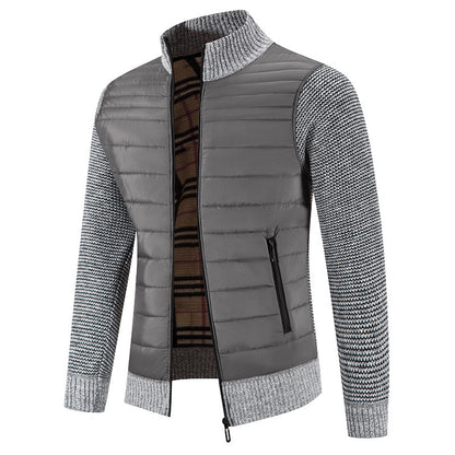Men's quilted jacket with modern knit sleeves and high collar Skorter