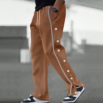 Men's Sporty Loose Jogging Pants with Snap Buttons Skorter