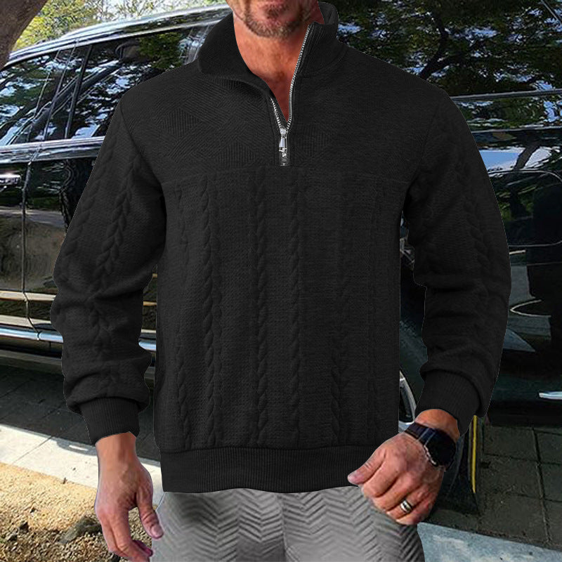 Men's zip sweater with textured design Skorter