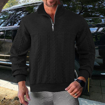 Men's zip sweater with textured design Skorter