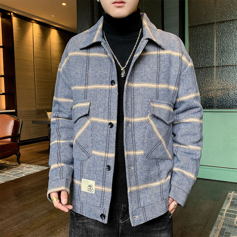 Men's stylish and lightly padded check jacket with practical flap pockets Skorter