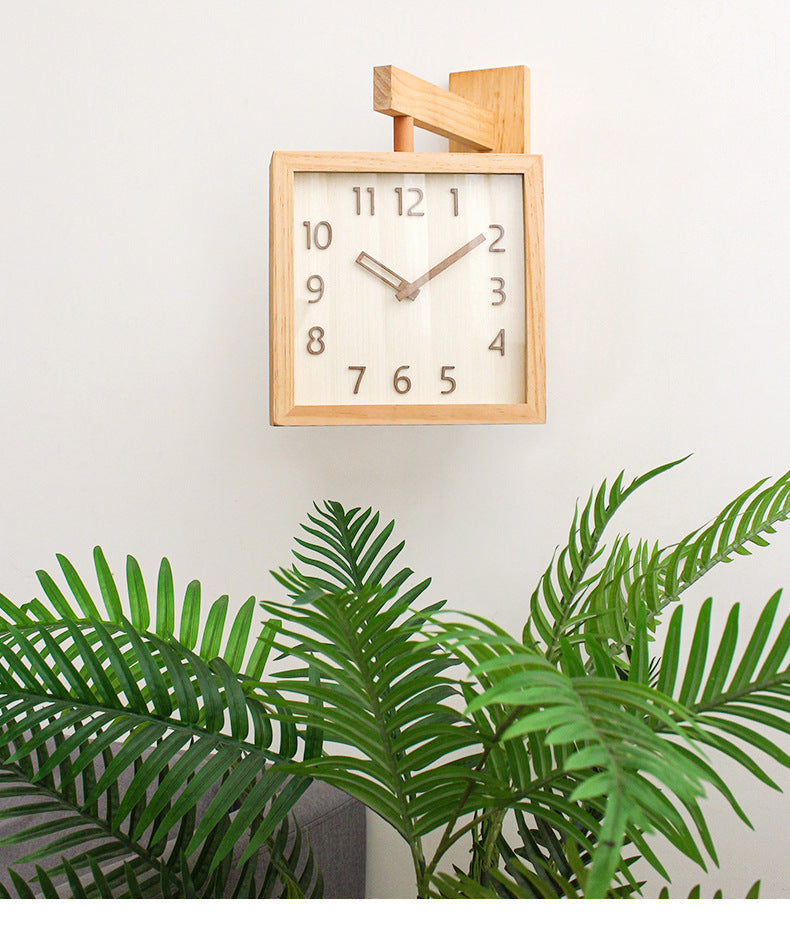 Skorter | Wall-Corner-Two-Sided Wood-Analog-Clock
