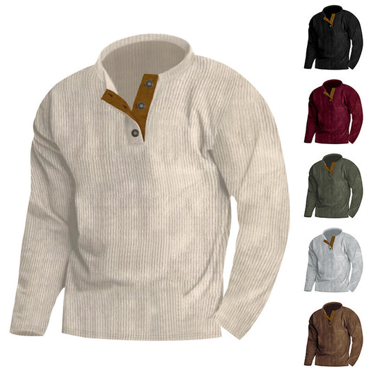 Men's sweater with textured surface and button placket detail Skorter