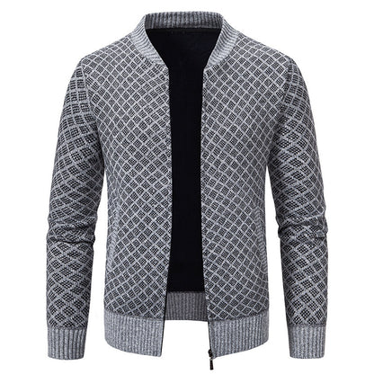 Men's cardigan with modern zip closure and textured design Skorter