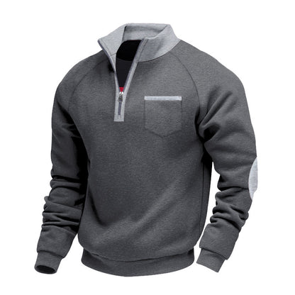Men's sporty sweater with half zipper and modern contrast details Skorter