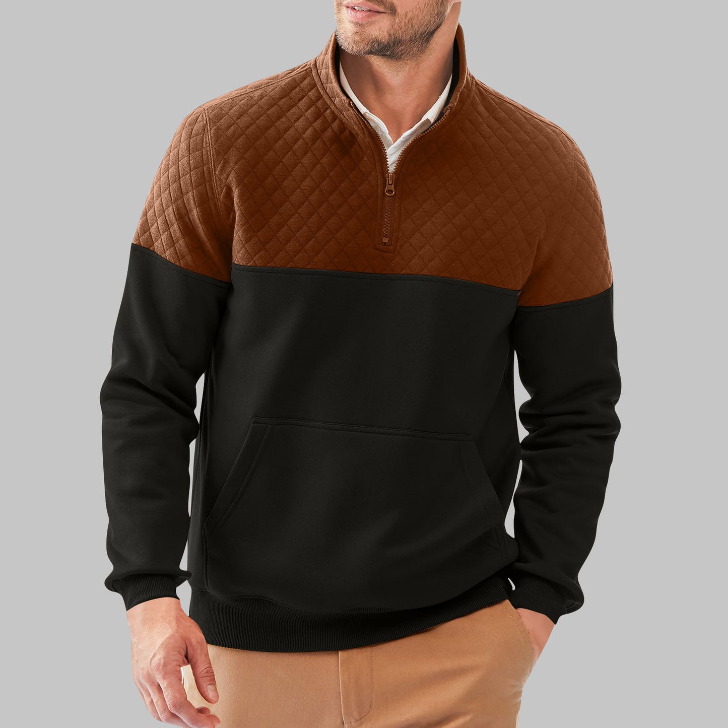 Men's sporty pullover with stand-up collar and pockets Skorter