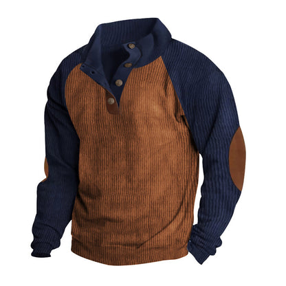 Men's structured pullover shirt with button placket and leather details Skorter