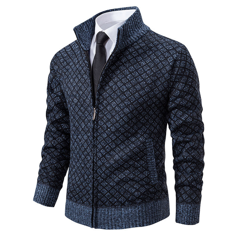 Men's zip-up cardigan with modern diamond pattern Skorter