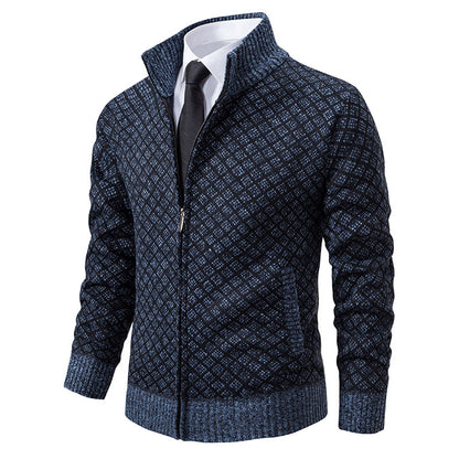 Men's zip-up cardigan with modern diamond pattern Skorter