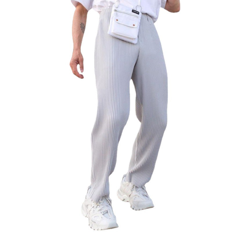 Men's stylish pleated chinos with elastic waistband Skorter