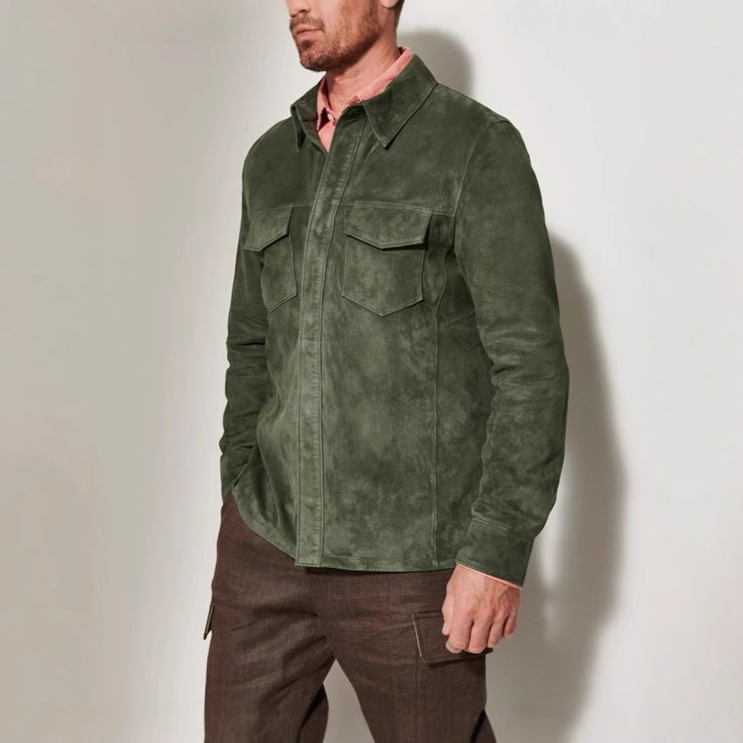 Men's Suede Jacket with two attached pockets and modern cut Skorter
