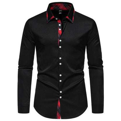 Men's long sleeve shirt with modern check pattern and elegant button placket Skorter