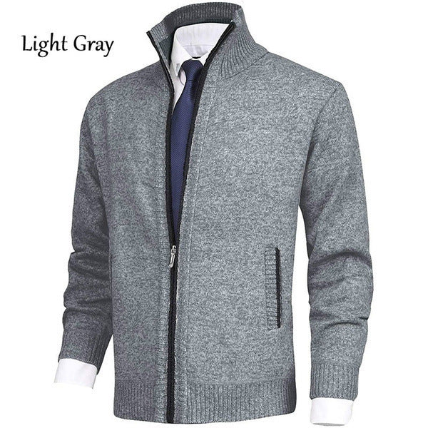 Men's stylish cardigan with high collar and elegant contrast details Skorter