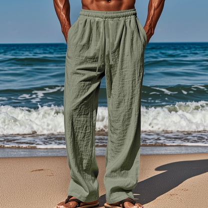 Men's airy beach pants with elastic waistband and practical side pockets Skorter