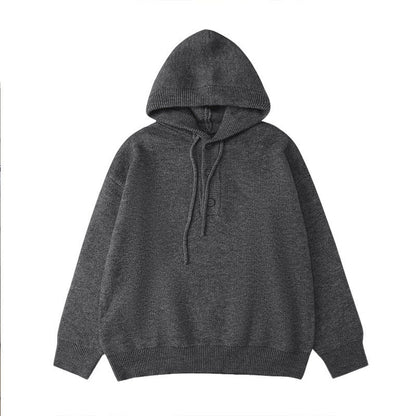 Men's casual hooded sweater with button placket and thicker knit structure Skorter
